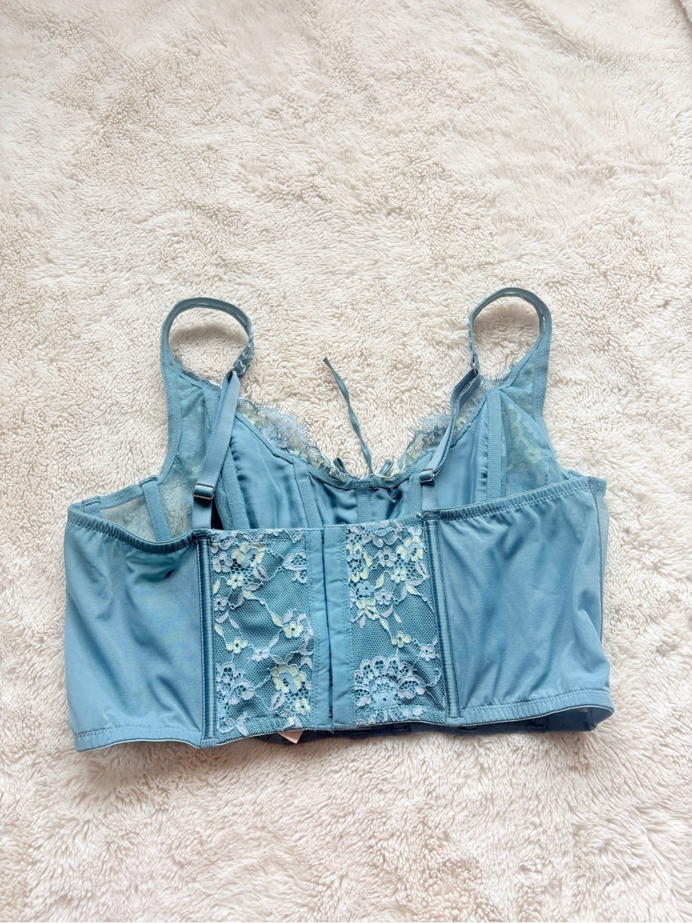 Victoria’s Secret Blue Lace Corset‑Style Bra Size Large Y2K Coquette Cottagecore - Picture 5 of 8